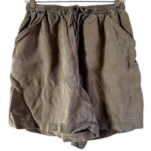 Kavu Drawstring Shorts Pockets Stitch Logo Stretch Casual Beach Brown Medium